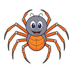 A cute, funny cartoon spider with big googly eyes, a mischievous smile, and tiny legs, hanging from a web in a playful pose, ready for fun and giggles.