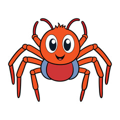 A cute, funny cartoon spider with big googly eyes, a mischievous smile, and tiny legs, hanging from a web in a playful pose, ready for fun and giggles.