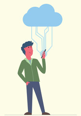 connection the world via internet cloud, connect to each other around the world concept, together, vector illustration