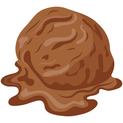melting chocolate ice cream scoop icon for various summer designs