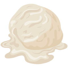 icon of a scoop of white vanilla ice cream melting, for various summer designs