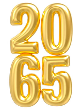 Happy New Year Number 2065 Gold 3D Render