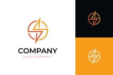thunderbolt flash energy vector logo icon design. Abstract letter s electric identity logo for power lightning symbol, graphic illustration
