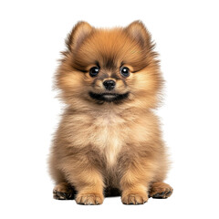 Obraz premium Fluffy Brown Pomeranian Puppy Dog Isolated on PNG Transparent Background 