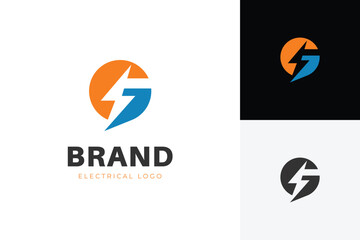 Thunderbolt flash energy vector logo icon design. Abstract letter g electric identity logo. for power lightning symbol, graphic illustration