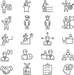 Professional Development and Business Success Icons for Career Growth.