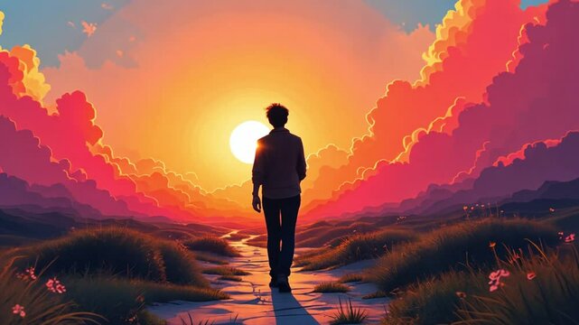 irst Step Into a New Day &ndash; Motivational Sunrise Footage of Person Outdoors