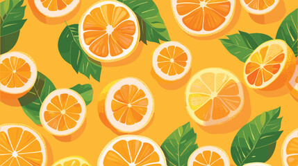 Hand-Drawn Citrus Fruit Pattern on Warm Beige Background