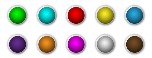 Icon set with gradient and 3d white stroke shape | Button set with white background luxury model for presentation, web, signal, business, decoration | Creative ten Circular abstract vector shape