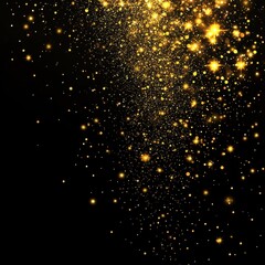Glowing Gold Dust Particle Effect Against Dark Background for Creative Design Projects, Celebrations, and Festive Occasions in Digital Art