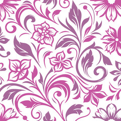 Elegant Pink Floral Pattern on White Background