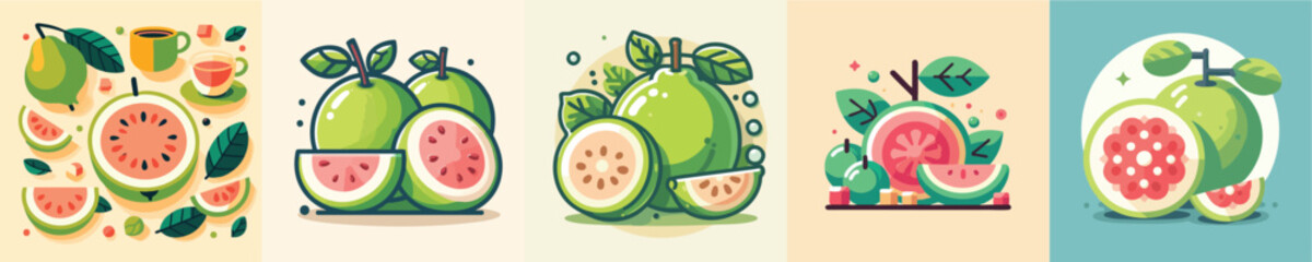 Collection of modern guava fruit vector designs