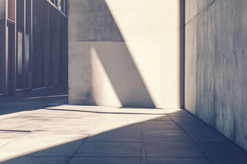 Blank Poster on Concrete Wall with Harsh Shadow – Brutalist Outdoor Mockup
