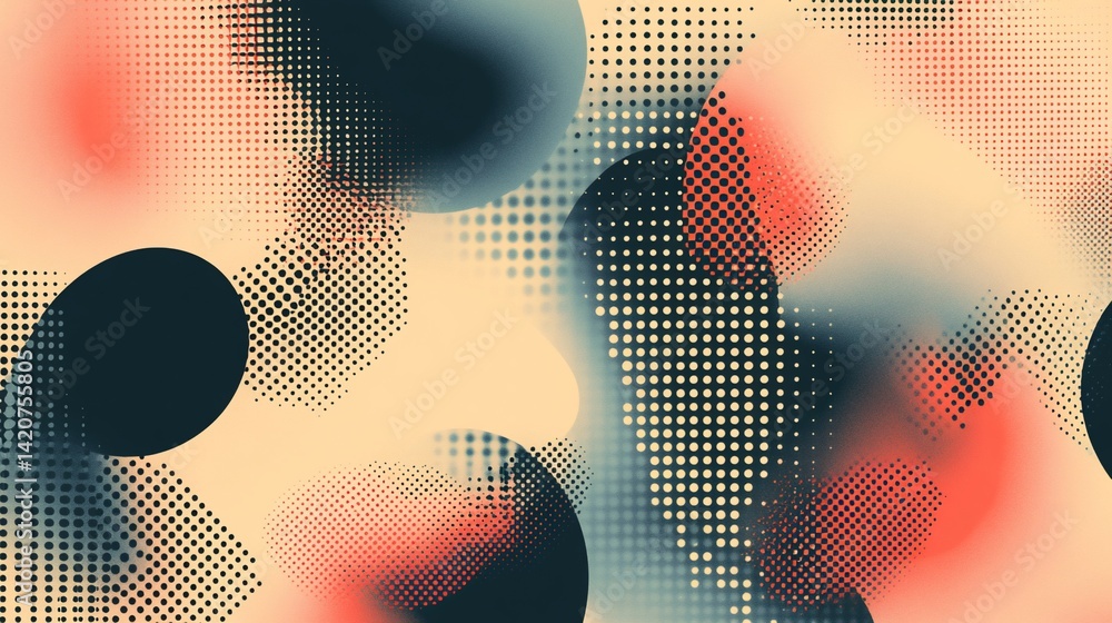 Aufkleber abstract modern background with blurred shapes and halftone pattern, stylish design for prints