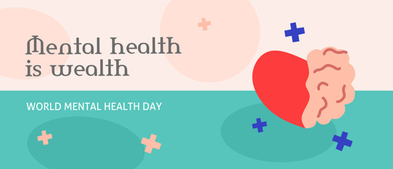 World Mental Health Day Background. Mental Health care concept. World mental health day awareness template. Vector illustration. Poster, Banner, Flyer, Template, Social Media Post. Mental wellness.