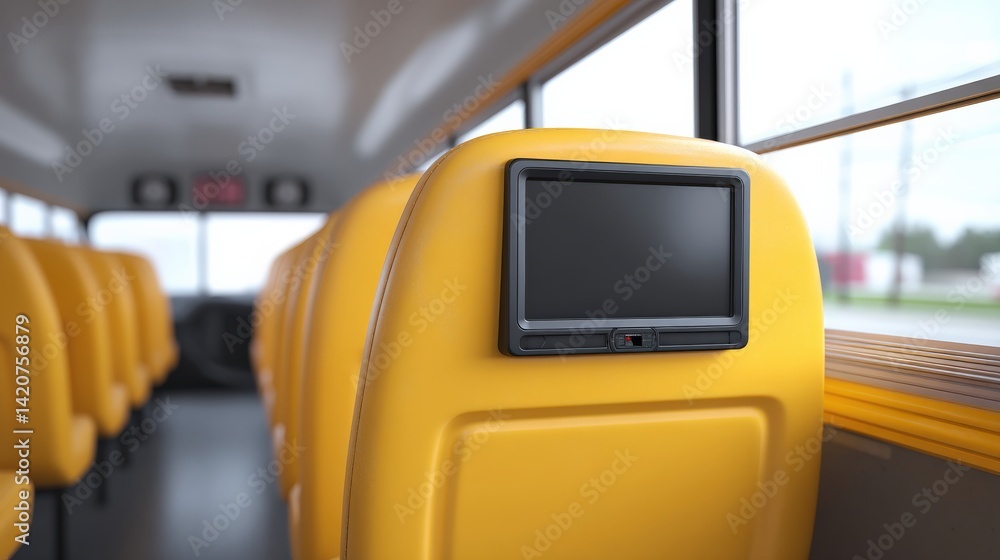 Poster 3d rendering of gps systems installed inside a school bus, school bus gps tracking