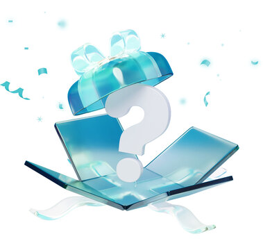 Box with question mark 3D graphic lucky random box