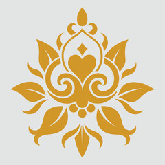 Abstract floral ornament design, a vector illustration of a yellow and orange flower with a swirl pattern, is a hot summer tribal art element.