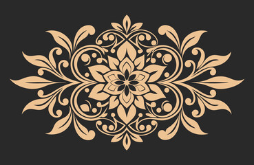 Vintage floral ornament vector illustration showcases an ornate, abstract swirl pattern with delicate leaf elements and antique inspired floral designs.