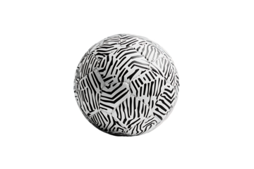 Abstract Zebra-Striped Sphere: Geometric Pattern, Black and White, Isolated.