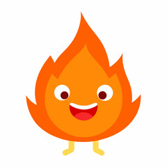 Flame Character Stock Illustration Cheerful Fireball Mascot with Burning Energy