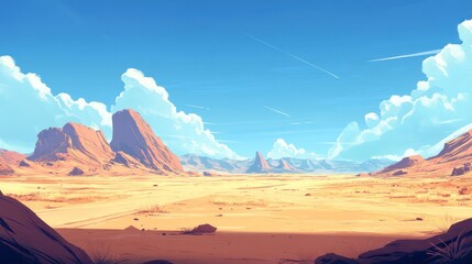 Naklejka premium Stylized desert landscape with sandstone buttes and a pastel color palette