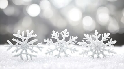 Delicate snowflakes descending in winter, capturing the essence of a serene holiday moment