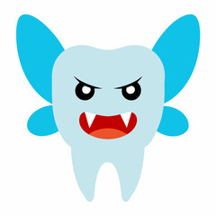 Evil Tooth Fairy Cartoon Character Vector Illustration with Simple Gradients and Dark Humor Style