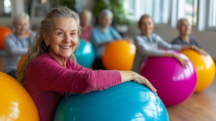 Seniors enjoying exercise class