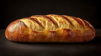 Golden-brown crusty loaf of bread
