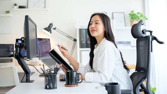 Professional software developer working at modern office.