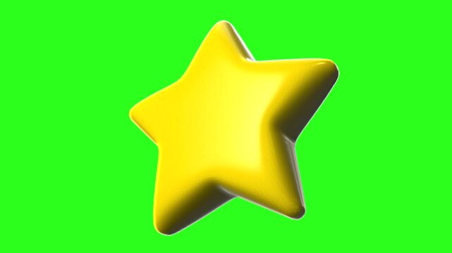 3D glowing star shape spinning on a green background