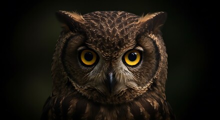 Obraz premium Majestic Owl Portrait: A Close-Up of a Powerful Bird of Prey