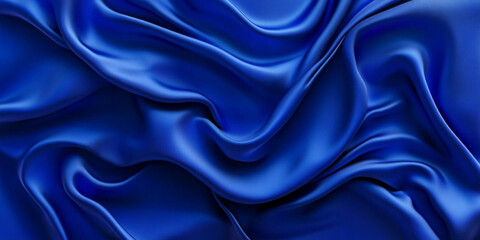 Obraz premium Luxurious Blue Silk Fabric with Smooth Folds and Elegant Texture, Abstract Background