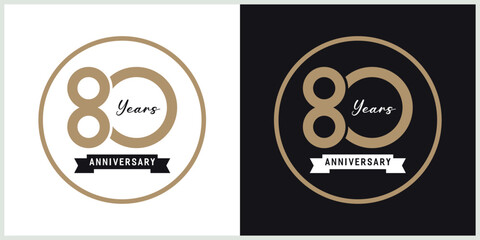 anniversary 80th logotype vector with brown and white color for special celebration day