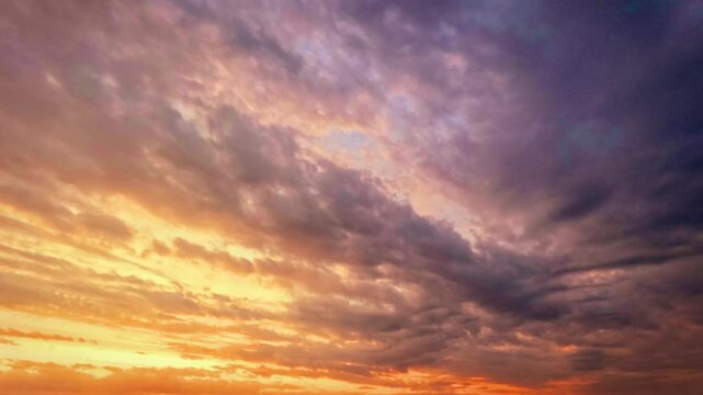 timelapse clip - beautiful golden sunset with nebulosity - loop video