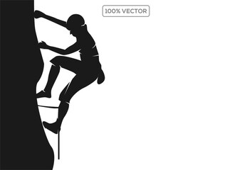 Adaptive Rock Climber Silhouette, Vector, Icon, Logo design template