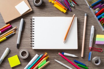 Creative Workspace: Sketchbook, Pencils, Markers, and More for Artistic Projects
