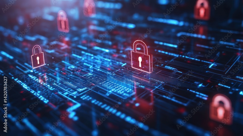 Aufkleber digital fortress: advanced cybersecurity with encrypted data protection concept