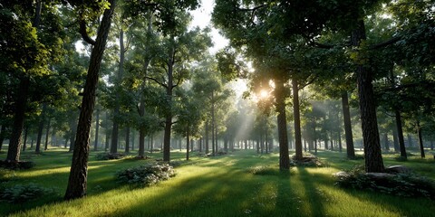 Obraz premium Sunlit forest path