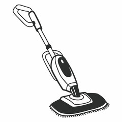 Electric steam floor mop icon - line art vector illustration in white background