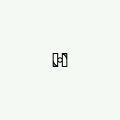Minimalist Letter H or SH Monogram in Geometric Square Logo Design