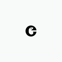 Circled Letter E or C or G with Frog Logo Design.
