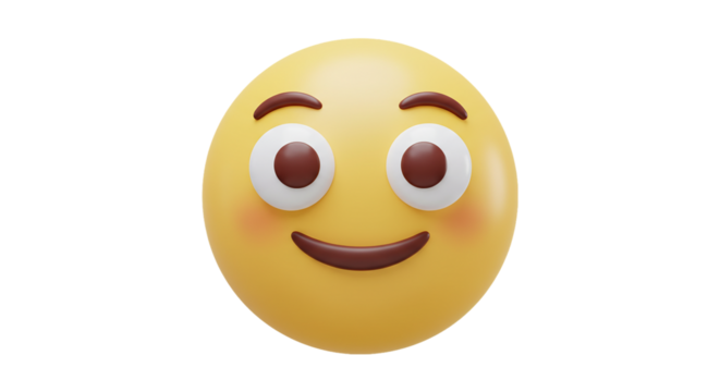 3D emoji with wide eyes and smiling expression isolated on white background, perfect for emotion-based visuals, social media stickers, messaging reactions, and fun expressive elements