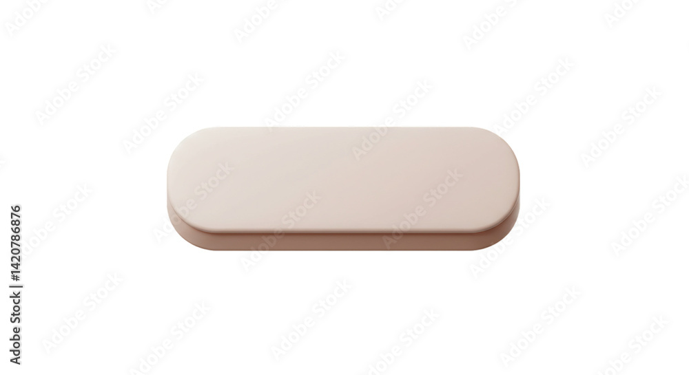 Poster minimalist 3d button-style rectangular ui element in soft beige color isolated on white background, 