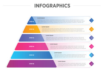 Pyramid Infographic Template SIX Elements for Business Stock Vector