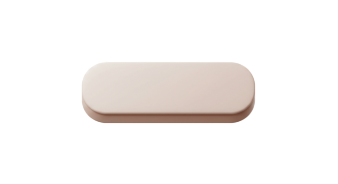 Minimalist 3D button-style rectangular UI element in soft beige color isolated on white background, perfect for app interface mockups, website UI components, and mobile button designs