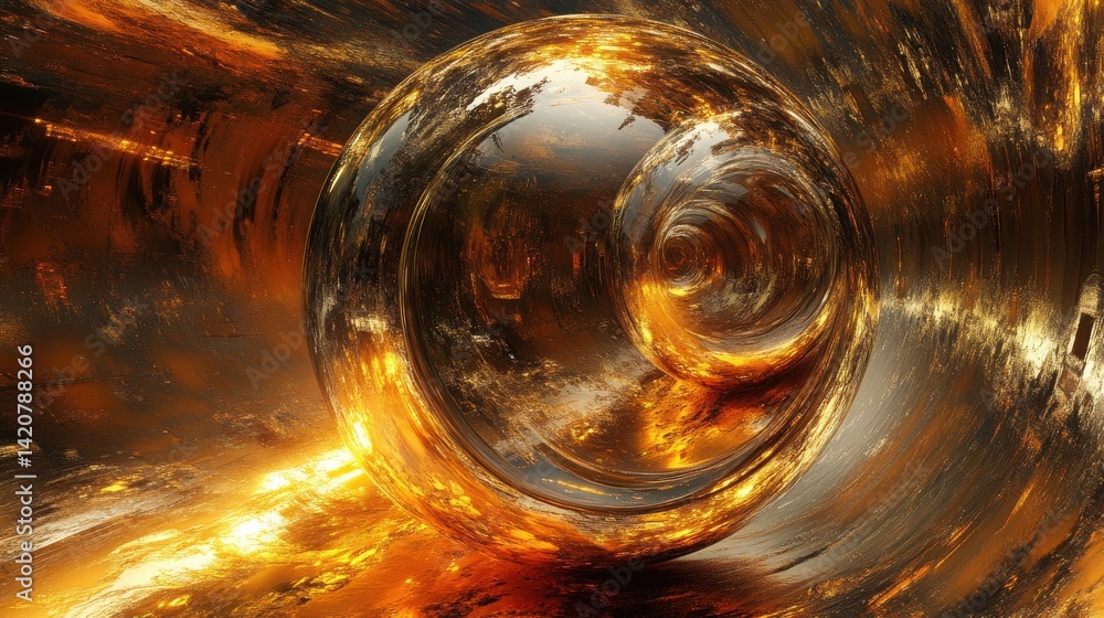 Poster abstract background featuring a warped, distorted glass orb effect.
