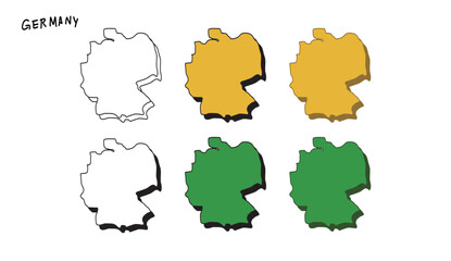 シンプルなドイツの立体的な地図の手書きベクターイラスト