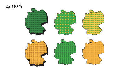 ドット模様のドイツの地図の手書きベクターイラスト